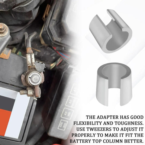Heavy Duty Lead Alloy Battery Terminal Post Shims Quick Fix For Loose Fits Bulletproof Conductivity Universal Adapter Sleeves on battery terminal.