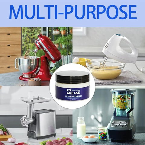 Food Grade Grease For Stand Mixer 4 Oz NSF Certified with kitchen appliances showcasing multiple uses.