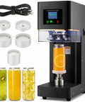 Commercial Can Sealer Machine Automatic Cup Sealer Five Station Beverage Packaging with jars and sealing caps visible.