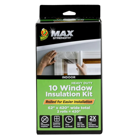 Box of Max Strength Window Insulation Kit For Cold Weather, No-Fuss, Heavy Duty Shrink Film Fits Up To 10 Windows