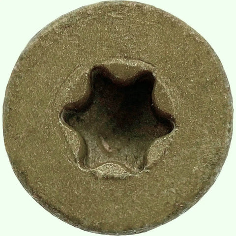 Close-up of Badass 10 X 1-5/8-Inch Reamer Tek Self Drilling wood to metal screw with Torx star drive pattern.