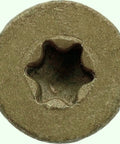 Close-up of a T thirty torx star head from Heavy Duty Self Drilling Wood To Metal Screws With T Thirty Torx Star Heads Built Tough.