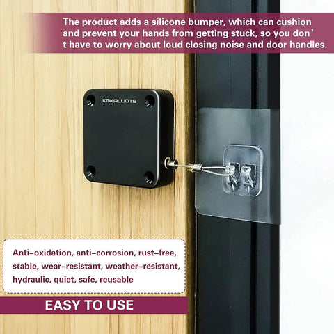 Punch-Free Automatic Sensor Door Closer With Drawstring For Home And Office Use, Multifunctional Auto Door Closer Works On Left Or Right Swing, Wood Or Metal Doors, Suitable For Residential Or Commercial Doors, One Pack