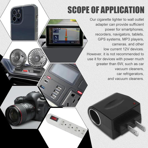 Road Ready 12V To Dc Car Cigarette Lighter Power Adapter With Rugged Abs Shell and Corrosion Resistant Pins for charging devices.