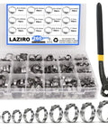 260 Piece Hose Clamp Kit With 12 Sizes 5.3 To 33.1mm 304 Stainless Steel Single Ear Crimp Clamps, Includes Ear Clamp Pincer