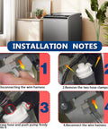 Heavy Duty Washer Drain Pump Replacement For Top Load Appliances Knocks Out Standing Water installation steps shown in four images.