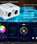 Dual Port 16W Twinkle Fiber Optic Starlight Light Engine With RGBW Beads, showing app control features.