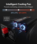 Hella Reliable 2000W Power Inverter With Built In Automatic Transfer Switch and Utility Bypass features dual intelligent cooling fans.