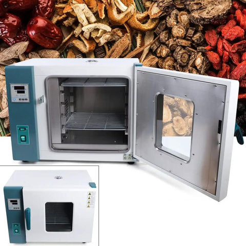 Straight Up Digital Convection Oven Featuring Pretty Dang Durable Stainless Steel Interior 1000W Forced Hot Air Lab Dryer with open door.