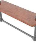 Astor Place 16 Inch Solid Ipe Ironwood Towel Bar With Integrated Wood Shelf In Matte Gray Wall Mounted With Concealed Hardware Built To Last