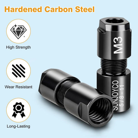 Angle Grinder To Die Grinder Adapter Kit With Five Eighths Inch Eleven Thread Spindle, carbon steel, high strength