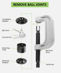 Detailed diagram of Heavy Duty Ball Joint Removal Tool Kit With 4x4 Adapters showing components labeled for 2WD and 4WD cars