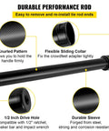VEVOR inner tie rod removal tool kit, long black steel drive tube with knurled grip and sliding collar, 1/2 in drive hole.