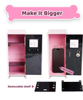 Pink Miniature Metal Locker With Secure Diary Lock And Two Keys For Hella Cute Desk Setup featuring removable shelf and phone holder.