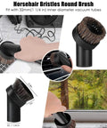 Person using horsehair bristle brush from 7 Piece Vacuum Attachment Kit With Crevice Tool for cleaning a window sill