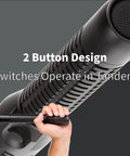 Close-up of the Beefy Rechargeable Full Size LED Dual Light Flashlight With 650 Lumen Main Beam, showcasing 2 button design.