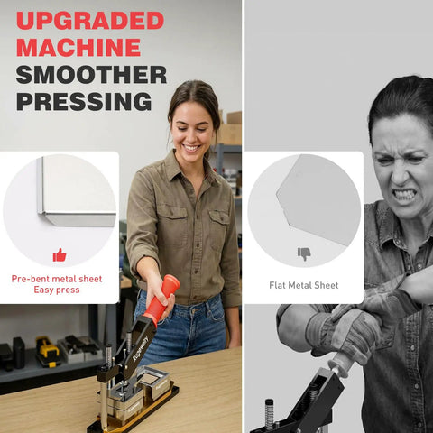 Person using 2-in-1 magnet maker and cutter from DIY Fridge Magnet Kit 2.5x2.5 Inch, upgraded machine pressing.
