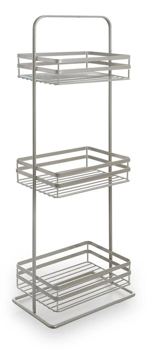 Rust Resistant Three Tier Spa Tower Freestanding Bathroom Storage Rack With Durable Nickel Coating For A Slick Washroom Setup And A Straight Up Heavy Duty Frame That Will Squash Your Messy Shelf Issues Fast