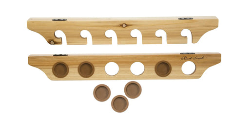 Six Rod Vertical Wall Mount Fishing Rod Rack for Garage Ceiling or Wall Storage solid pine construction components