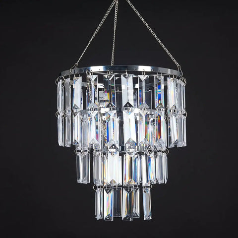 Modern Faux Crystal Chandelier Pendant Light Fixture With Lightweight Polycarbonate Crystals, ceiling lamp shade