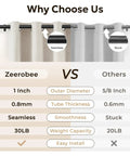 Comparison chart showing Zeerobee vs. others highlighting features of Heavy Duty 1 Inch Curtain Rod Adjustable 32 To 120 Inches