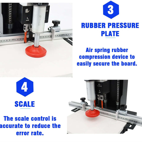 HQHAOTWU portable electric hinge boring insertion machine with red rubber pressure plate and adjustable drilling depth