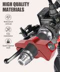 Red Beefy Heavy Duty Motorcycle Lock with Adjustable Handlebar for Anti Theft CNC Aluminum Construction installed on bike