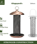 All Metal Squirrel Resistant Tube Bird Feeder With Large Tray And Weatherproof Roof 2.5 Lb Capacity Ideal For Sunflower Seeds Or Mealworms
