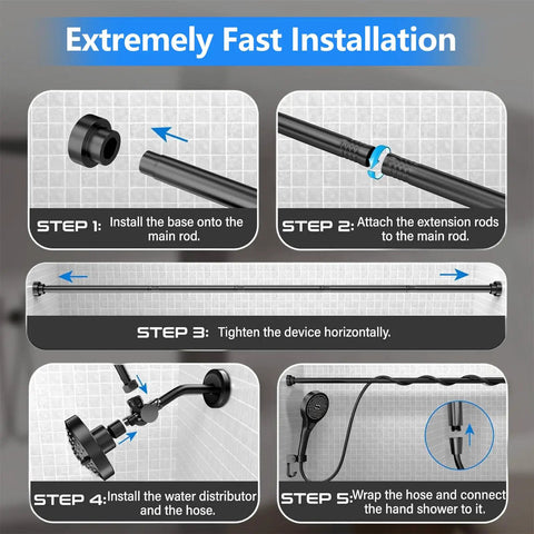 Total Win Dual Shower Head With Retractable Hand Sprayer For Couples And Shared Bathrooms Matte Black Finish Double Shower Rig Dropping Heavy Water Pressure