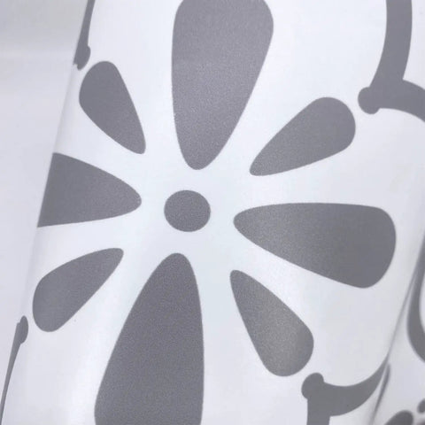 Close-up of grey clover pattern on 14 Strips Peel And Stick Stair Riser Decals Self Adhesive Vinyl Stickers For Steps