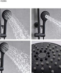 UMJIGF Bathroom Shower System Thermostatic Shower Mixer Set with Adjustable Shower Rail, showcasing three spray modes and rainfall effect.