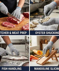 Level 9 Cut Resistant HPPE Kitchen Gloves Pro Grade Heavy Duty Food Safe for butcher, oyster shucking, fish handling, mandoline slicing