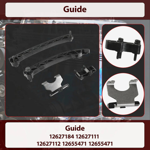Guide and components of 2.0L Turbo Timing Chain Kit With Intake And Exhaust VVT Cam Sprockets For 2013-2023 GM Vehicles