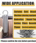 50-pack stainless steel extension springs with hook ends, 1/4 in x 1-1/2 in, for various applications