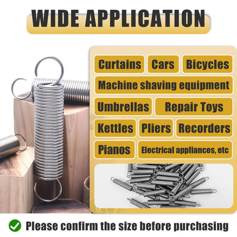 50-pack stainless steel extension springs with hook ends, 1/4 in x 1-1/2 in, for various applications