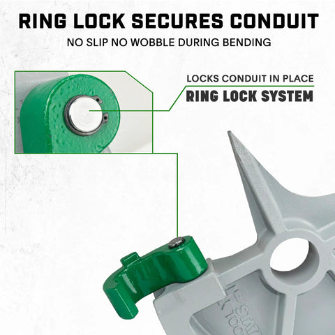 Ring lock system on Staten Tools 2 Inch Emt Bender Shoe Drop-in Replacement ensuring secure conduit for precise bending