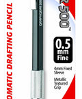 Graph Gear 500 Automatic Drafting Pencil 0.5mm with Slick Black Barrel packaging showing metal mesh grip and fine point.