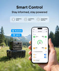 Outdoor view of Elite 100 V2 Portable Power Station 1024Wh LFP Battery Solar Generator with smartphone app for control.