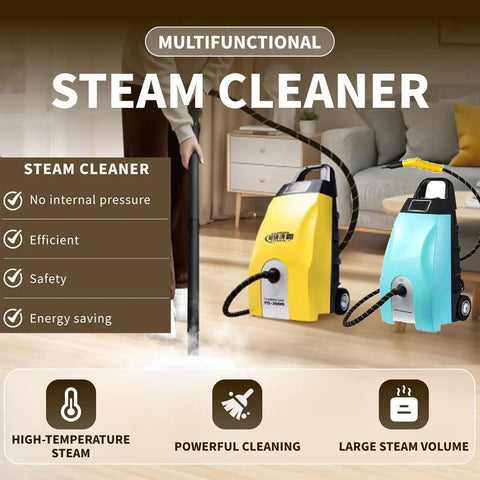 Ultra Powerful Commercial Steam Cleaner 3000W High Temp 240 Degrees Fast Heat 15 Secs Lightweight with safety lock, yellow and blue models.