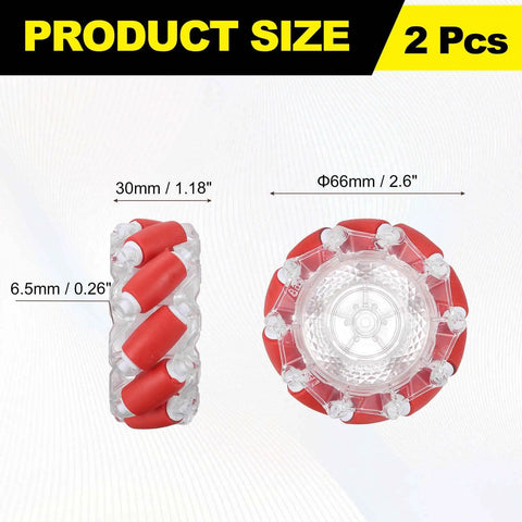 Mecanum Wheels Set 66mm 2.6 Inch ABS Rubber Omnidirectional Wheels For Smart Robot Cars DIY Models Accessories Red
