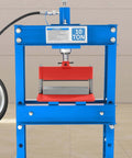 Front view of 12 Inch Hydraulic Press Brake Attachment For Standard 12 And 20 Ton Shop Presses in blue frame