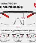 Dimensions of All Day Comfort Over Glasses Safety Eye Protection For Men And Women With Anti Scratch Lenses and Side Shields.