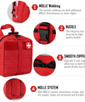 LIVANS 1000D red first aid bag with MOLLE webbing and white medical cross patch.