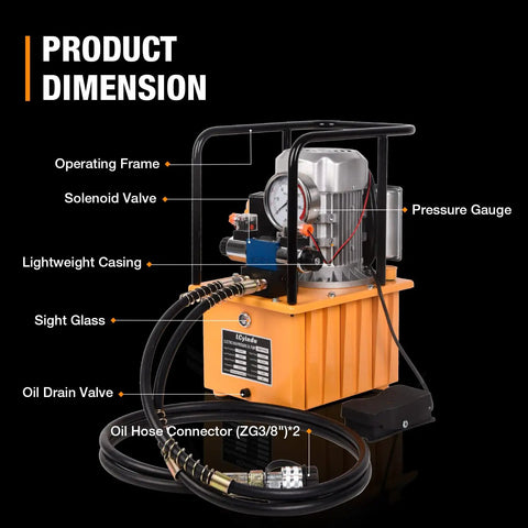Workhorse Grade Electric Hydraulic Pump With 10000 Psi Max Pressure And Built Tough Double Acting Solenoid Valve For Smooth Heavy Load Lifting No Hassle Portable Power Pack