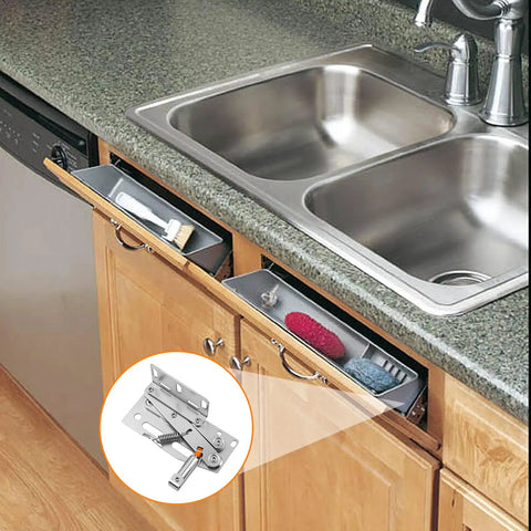 Heavy Duty Soft Close Tip Out Tray Hinges With Smooth Damping Action For Kitchen Sink Cabinets, cold rolled steel, under sink storage.