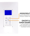 SunSmart 7 Day In Wall Digital Timer Switch With Auto Sunrise Sunset, Weekly Programming, white faceplate with display