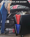 Mechanic using 4-Pack Magnetic Wrench Organizer With 64 Slots For SAE And Metric Wrenches, Garage-Ready Wrench Rack