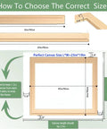 Two Pack 16 By 20 DIY Wood Canvas Stretcher Bars Set For Stretched Canvas Frames size chart with dimensions and instructions