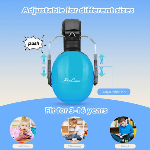 Kid Approved Noise Blocking Earmuffs For Kids With Adjustable Headband Hearing Protection 27 dB SNR ANSI S3 19 CE EN352 1 Blue For Monster Jam Concerts Fireworks Shooting Air Shows Autism Sensory Needs