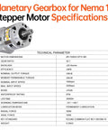 Planetary gearbox for Nema 17 stepper motor, 50:1 ratio, 20 arcmin backlash, 10.8mm input shaft phi5mm
